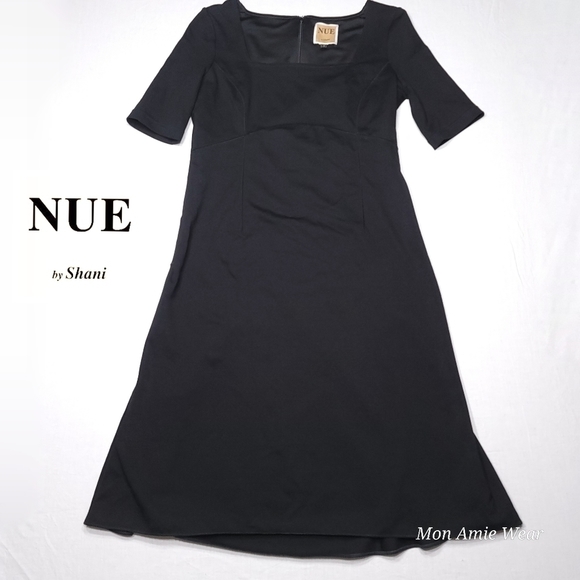 NUE By Shani Built-In Shapewear Midi Dress Size 4 Black - Picture 2 of 15